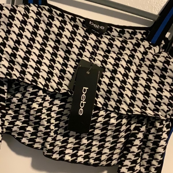 Bebe Laura Houndstooth OTS Top - Picture 2 of 7